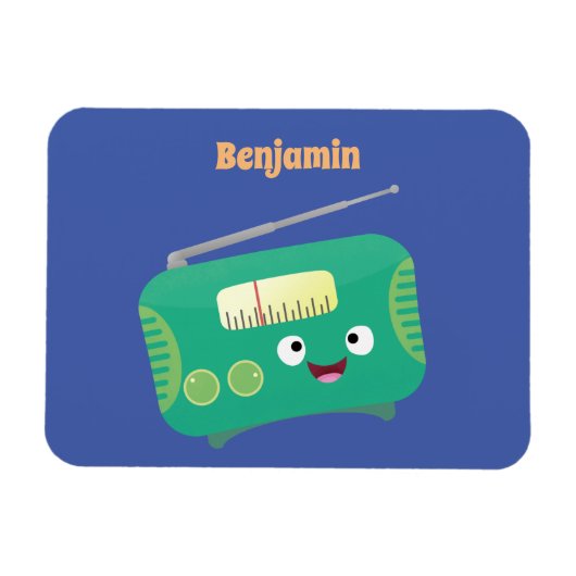 かわいいおもしろい幸せなレトロなラジオ漫画 マグネット (横)