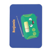 かわいいおもしろい幸せなレトロなラジオ漫画 マグネット (縦)