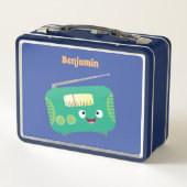 かわいいおもしろい幸せなレトロなラジオ漫画 メタルランチボックス (裏面)