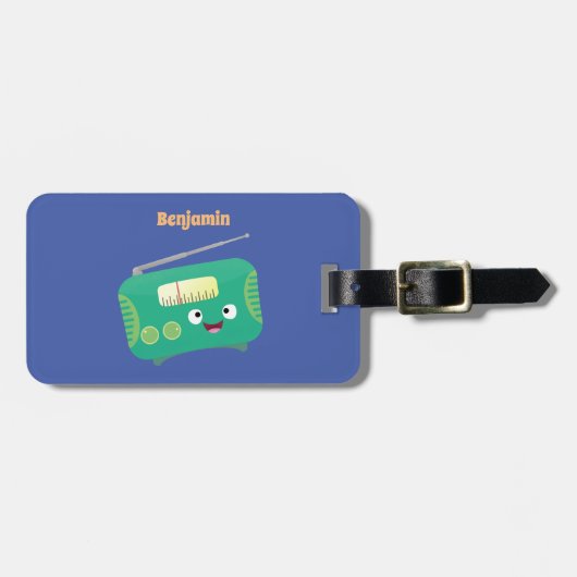 かわいいおもしろい幸せなレトロなラジオ漫画 ラゲッジタグ (正面横)