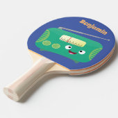 かわいいおもしろい幸せなレトロなラジオ漫画 卓球ラケット (正面アングル)