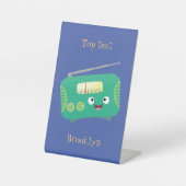 かわいいおもしろい幸せなレトロなラジオ漫画 台座サイン (正面)