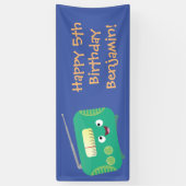 かわいいおもしろい幸せなレトロなラジオ漫画 横断幕 (縦)