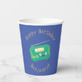 かわいいおもしろい幸せなレトロなラジオ漫画 紙コップ (正面)