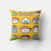 かわいいおもしろい幸せ寿司転が巻き漫画 クッション (裏面)