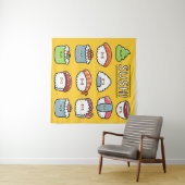 かわいいおもしろい幸せ寿司転が巻き漫画 タペストリー (インサイチュ(横))