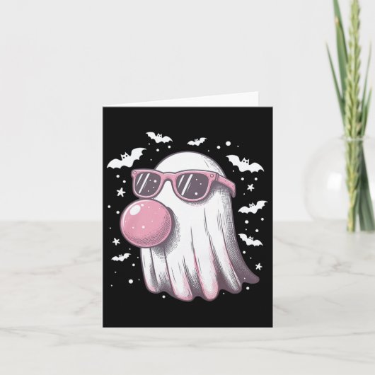 かわいいおもしろい幽霊ガールズハロウィーンかわいい幽霊女性 カード (正面)