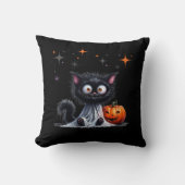 かわいいおもしろい幽霊キットンハロウィーントリックまたはトリート クッション (正面)