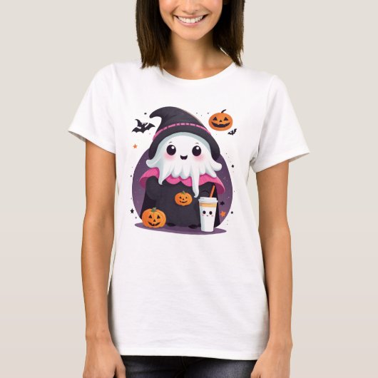 かわいいおもしろい幽霊ハロウィーンチョコレート Tシャツ (正面)