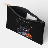 かわいいおもしろい幽霊ブラックキッテンハロウィーン アクセサリーポーチ (見開き)