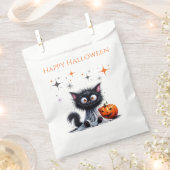 かわいいおもしろい幽霊ブラックレトロキッテンハロウィーン フェイバーバッグ (クリップ留めされた状態)