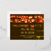 かわいいおもしろい怖いカボチャのジャック・オランタン・ハロウィーン 箔シーズンポストカード (正面/裏面)