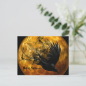 かわいいおもしろい怖いハッピーハローウィンカラスと満月 シーズンポストカード (スタンド正面)