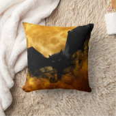 かわいいおもしろい怖いハロウィーンこうもりフルムーンブラック クッション (ブランケット)