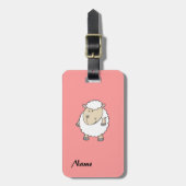 かわいいおもしろい愛らしい羊のモノグラム ラゲッジタグ (正面縦)