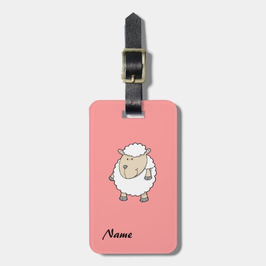 かわいいおもしろい愛らしい羊のモノグラム ラゲッジタグ (正面縦)