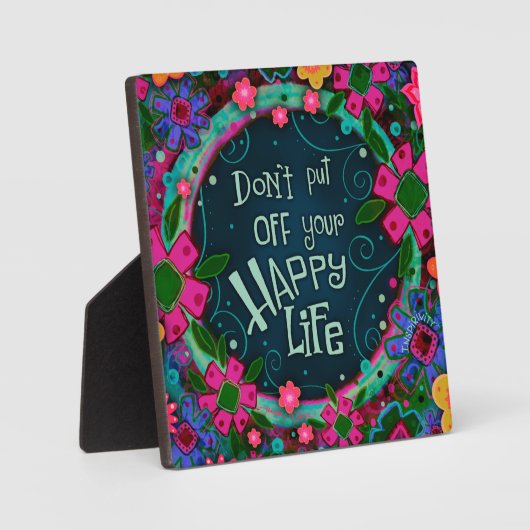 かわいいおもしろい感動的ハッピーライフ引用文 フォトプラーク (正面)