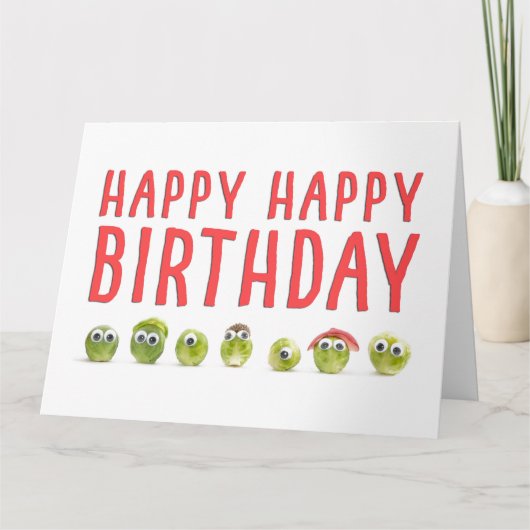 かわいいおもしろい折り畳み野菜の誕生日カード カード (正面)