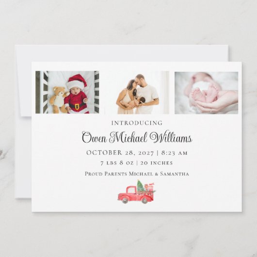 かわいいおもしろい新生児クリスマス誕生発表 招待状 (裏面)