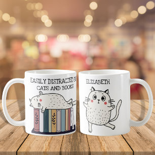 かわいいおもしろい本猫好き引用文ブックワーム名 コーヒーマグカップ