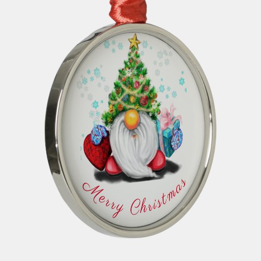かわいいおもしろい格言とクリスマスツリーハット&ギフト メタルオーナメント (右)