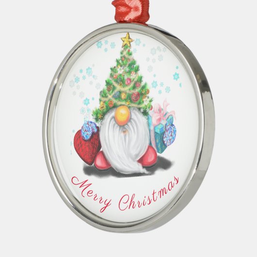 かわいいおもしろい格言とクリスマスツリーハット&ギフト メタルオーナメント (左)