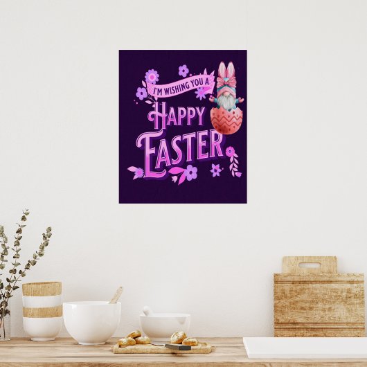 かわいいおもしろい格言ウィッシングユーハッピーイースター ポスター (キッチン)