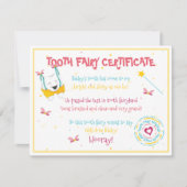 かわいいおもしろい歯の妖精の証明書ピーチカラーポップ・アートの ノートカード (正面)