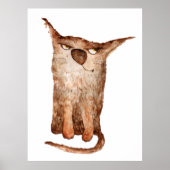 かわいいおもしろい水彩猫イラストレーション装飾品 ポスター (正面)