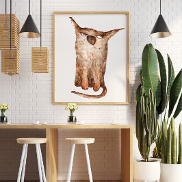 かわいいおもしろい水彩猫イラストレーション装飾品 ポスター