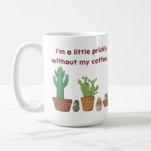 かわいいおもしろい水色のサボテンが私の無いチクチク コーヒーマグカップ (左)