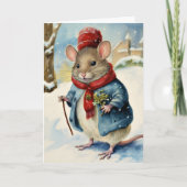 かわいいおもしろい水色クリスマスマウス シーズンカード (正面)