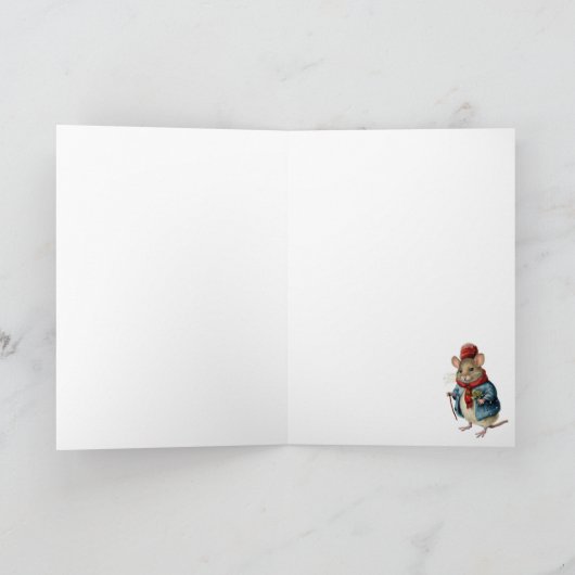 かわいいおもしろい水色クリスマスマウス シーズンカード (内部)