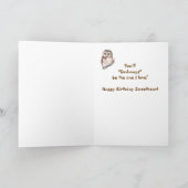 かわいいおもしろい水色フクロウの甘い誕生日 カード (内部)