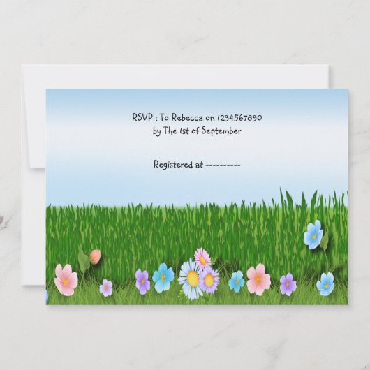 かわいいおもしろい洗濯ライン男の赤ちゃんシャワー 招待状 (裏面)