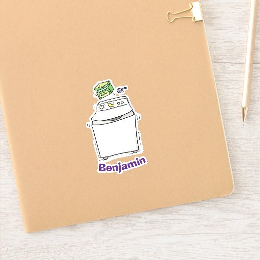 かわいいおもしろい洗濯機の漫画イラストレーション シール (ノートブック)
