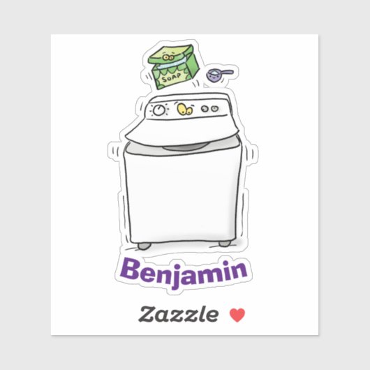 かわいいおもしろい洗濯機の漫画イラストレーション シール (シート)