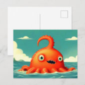 かわいいおもしろい海の怪物はがき ポストカード (正面/裏面)