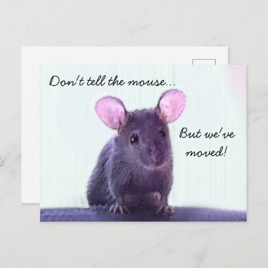 かわいいおもしろい漫画のスタイルマウスの動きの発表 案内ポストカード (正面/裏面)