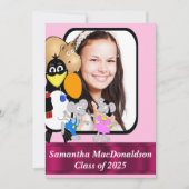 かわいいおもしろい漫画の写真卒業 招待状 (正面)