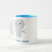 かわいいおもしろい漫画ロボット |おはよう人間 ツートーンマグカップ (正面左)