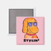 かわいいおもしろい漫画犬 マグネット (正面/裏面)