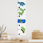 かわいいおもしろい爬虫類動物の漫画の成長チャート ポスター (キッチン)