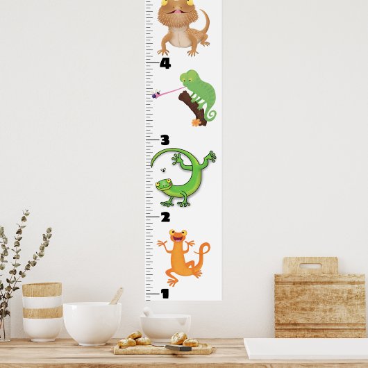 かわいいおもしろい爬虫類動物の漫画の成長チャート ポスター (キッチン)