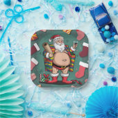 かわいいおもしろい父クリスマス ペーパープレート (パーティー)