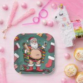 かわいいおもしろい父クリスマス ペーパープレート (パーティー)