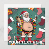 かわいいおもしろい父クリスマス 招待状 (正面/裏面)