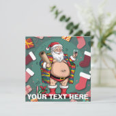 かわいいおもしろい父クリスマス 招待状 (スタンド正面)