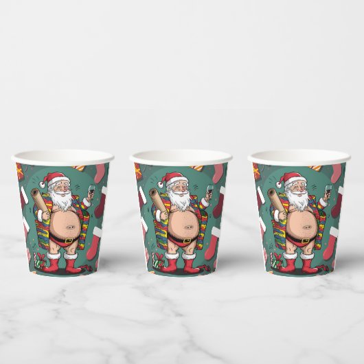かわいいおもしろい父クリスマス 紙コップ (複数)