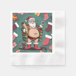 かわいいおもしろい父クリスマス 縁ありカクテルナプキン